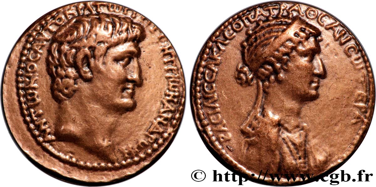 CLÉOPÂTRE VII et MARC ANTOINE Médaille, Reproduction d’un Tétradrachme syro-phénicien TTB+