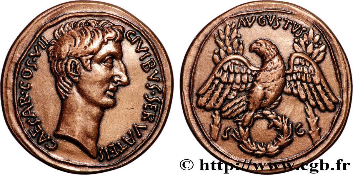 CINQUIÈME RÉPUBLIQUE Médaille, Reproduction d’un sesterce d’Auguste SUP