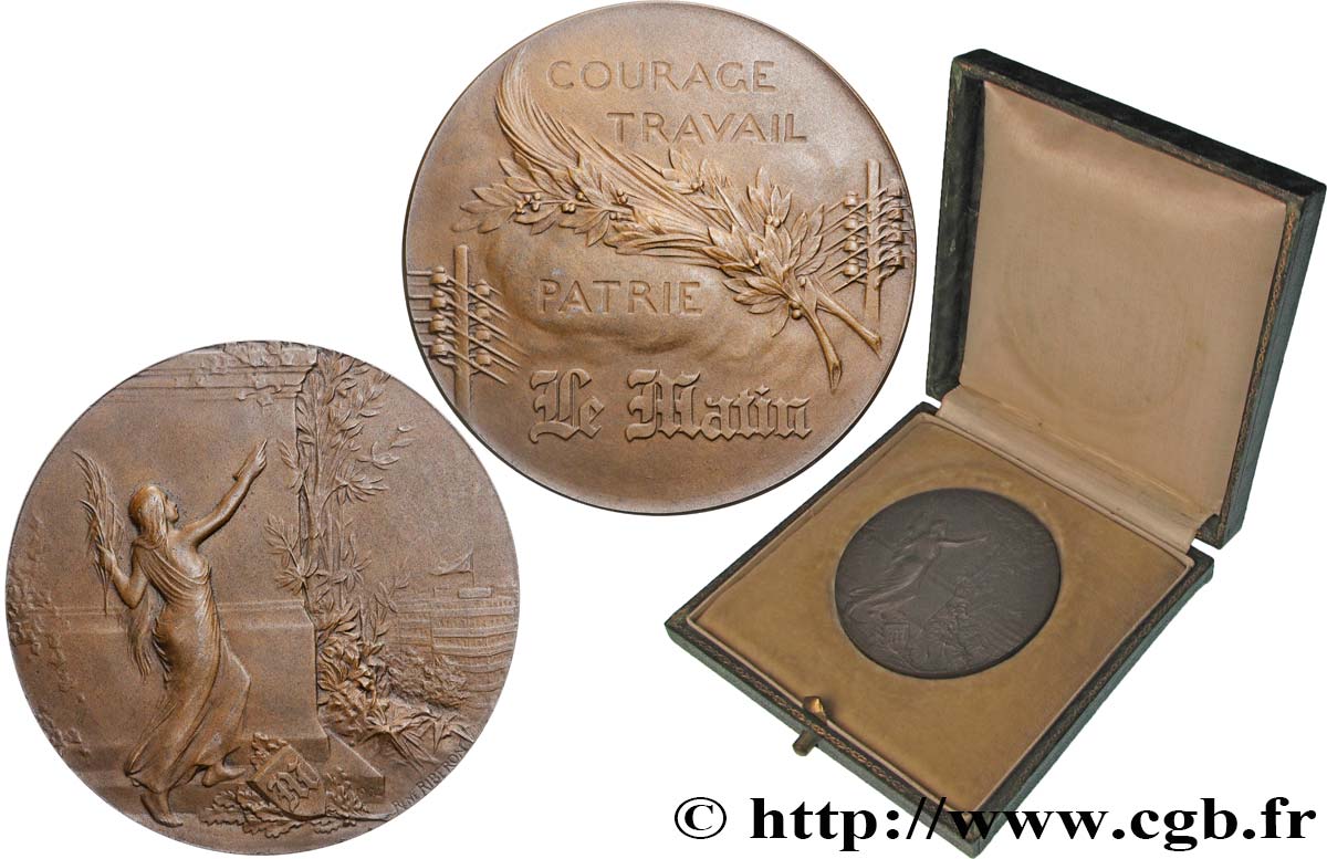 III REPUBLIC Médaille, Courage, travail et Patrie, journal Le Matin AU