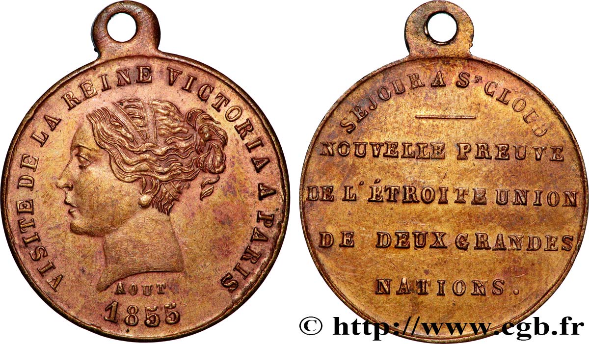 SECOND EMPIRE Médaille, Visite de la reine d’Angleterre, séjour à St Cloud TTB