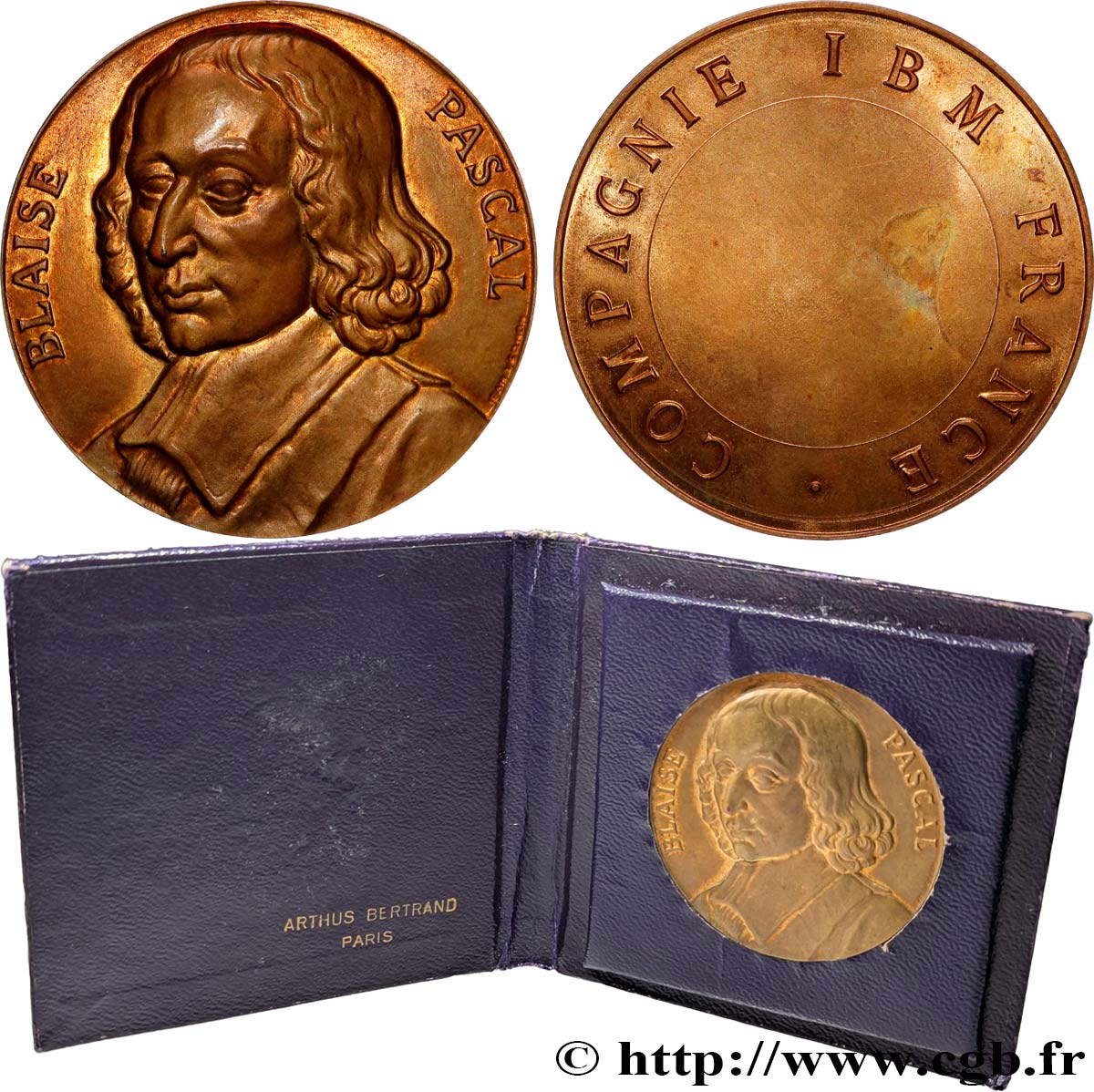 CINQUIÈME RÉPUBLIQUE Médaille, Blaise Pascal, Compagnie IBM France TTB