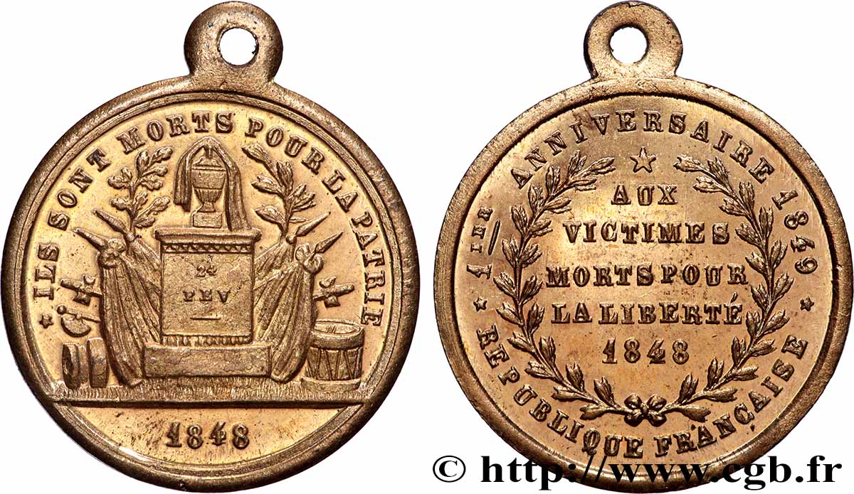 DEUXIÈME RÉPUBLIQUE Médaille, Premier anniversaire de la République VZ