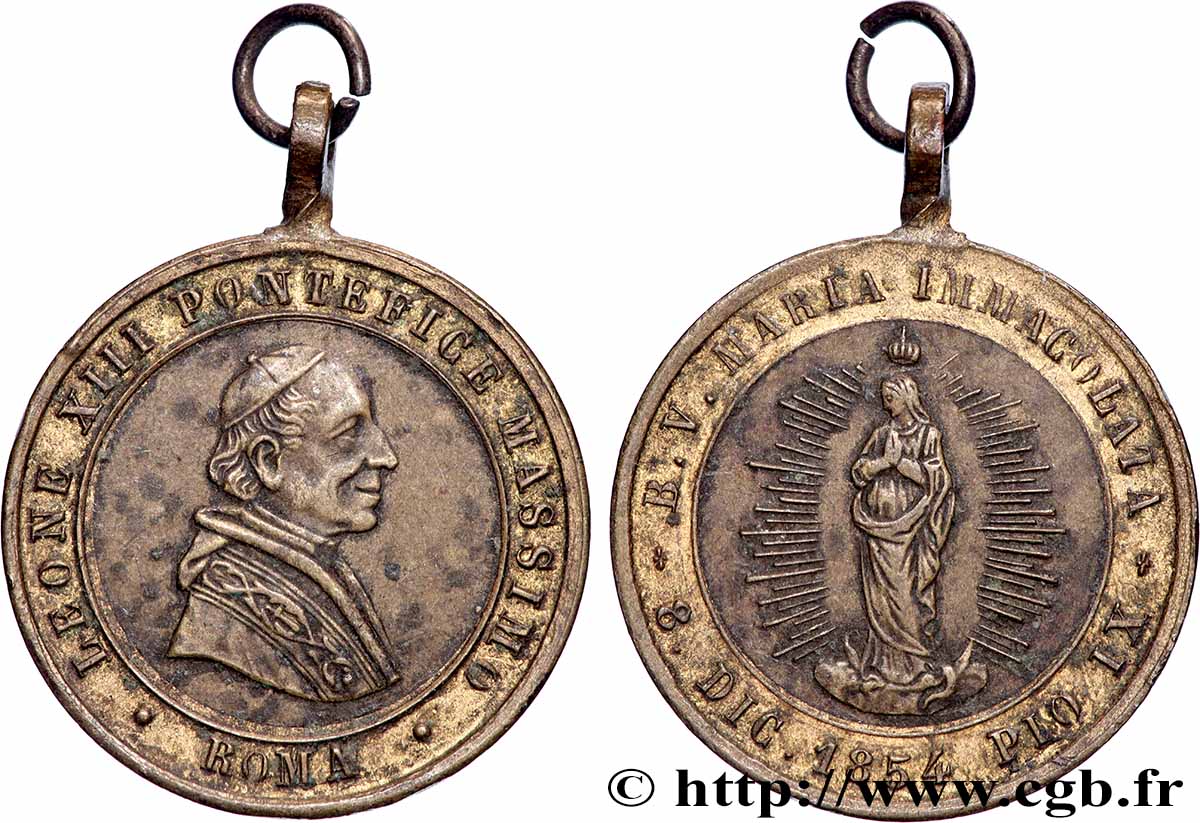 ITALIE - ÉTATS DE L ÉGLISE - LÉON XIII (Vincenzo Gioacchino Pecci) Médaille, Fête de l’Immaculée Conception XF