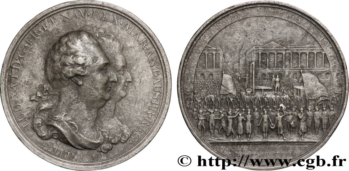 CONSTITUTION - ASSEMBLÉE NATIONALE Médaille, Exécution de Louis XVI TB+