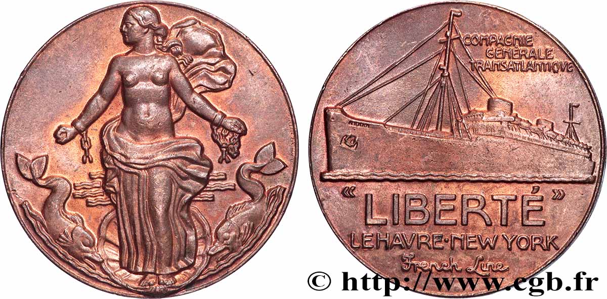 VIERTE FRANZOSISCHE REPUBLIK Médaille, Paquebot “Liberté” VZ