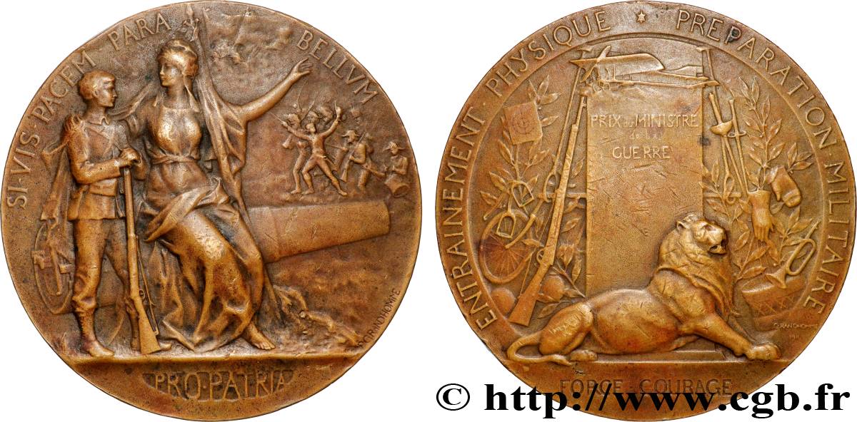 TROISIÈME RÉPUBLIQUE Médaille PRO PATRIA - Préparation militaire TTB