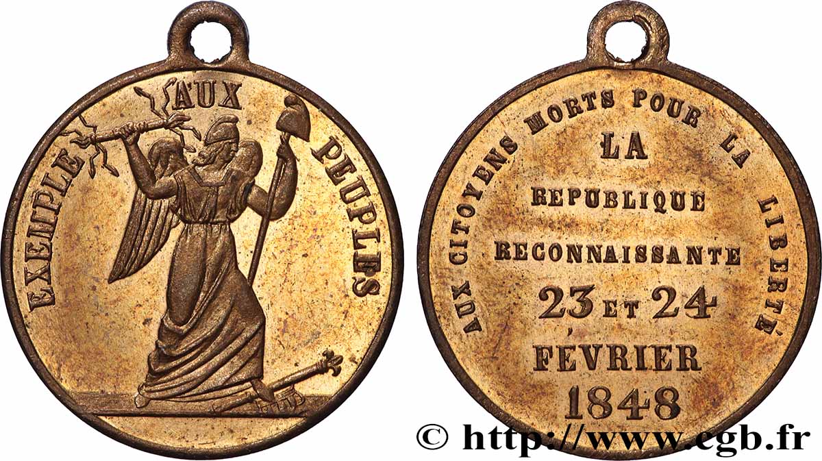 DEUXIÈME RÉPUBLIQUE Médaille en mémoire des événements de 1848 TTB+