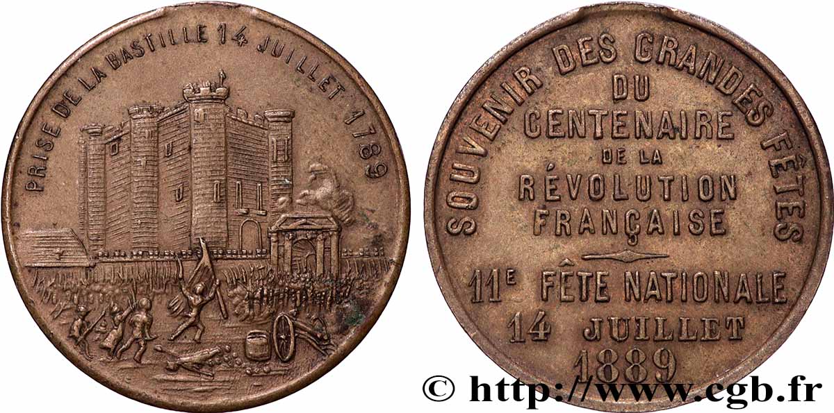 DRITTE FRANZOSISCHE REPUBLIK Médaille, Fête nationale, centenaire de la révolution SS
