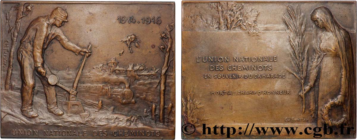TERZA REPUBBLICA FRANCESE Plaquette, Union nationale des cheminots q.SPL
