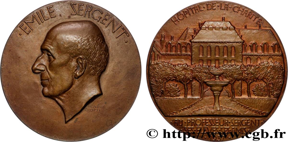 TROISIÈME RÉPUBLIQUE Médaille, Emile Sergent, Hôpital de la Charité SUP