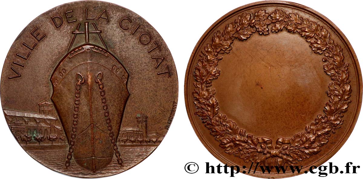 QUINTA REPUBLICA FRANCESA Médaille, Ville de la Ciotat  MBC+