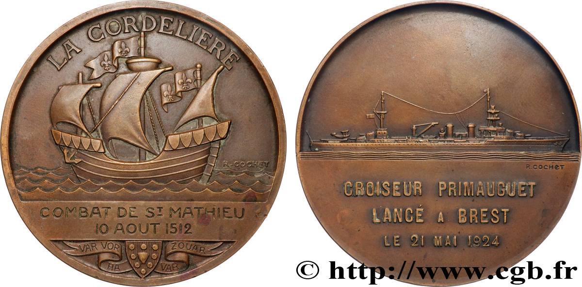 TROISIÈME RÉPUBLIQUE Médaille, Croiseur Primauguet TTB+
