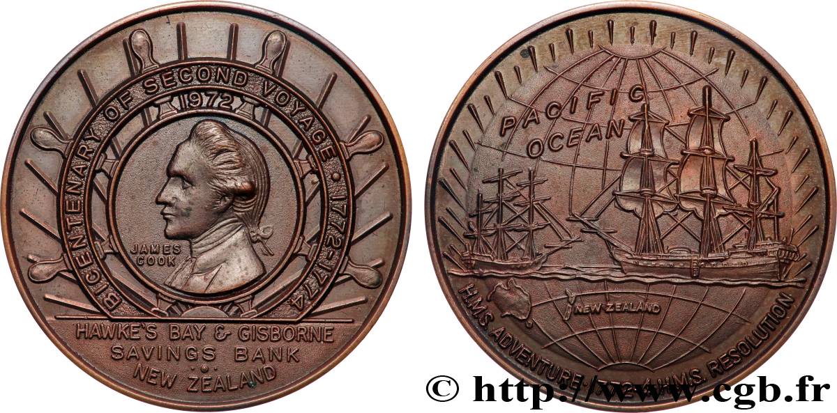 NUEVA ZELANDA
 Médaille, Bicentenaire du second voyage, James Cook EBC