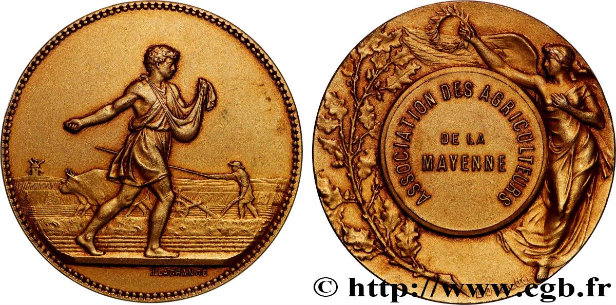 SOCIÉTÉS D AGRICULTURE, HORTICULTURE, PÈCHE ET CHASSE Médaille, Association des agriculteurs de la Mayenne MBC+
