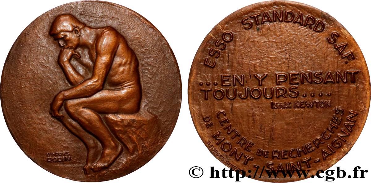 CINQUIÈME RÉPUBLIQUE Médaille, Le penseur de Rodin, Centre de recherche de Mont-Saint-Aignan SUP