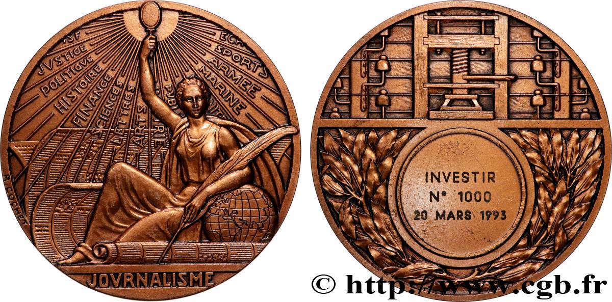 LITTÉRATURE : ÉCRIVAINS/ÉCRIVAINES - POÈTES Médaille, Journalisme SUP/TTB+