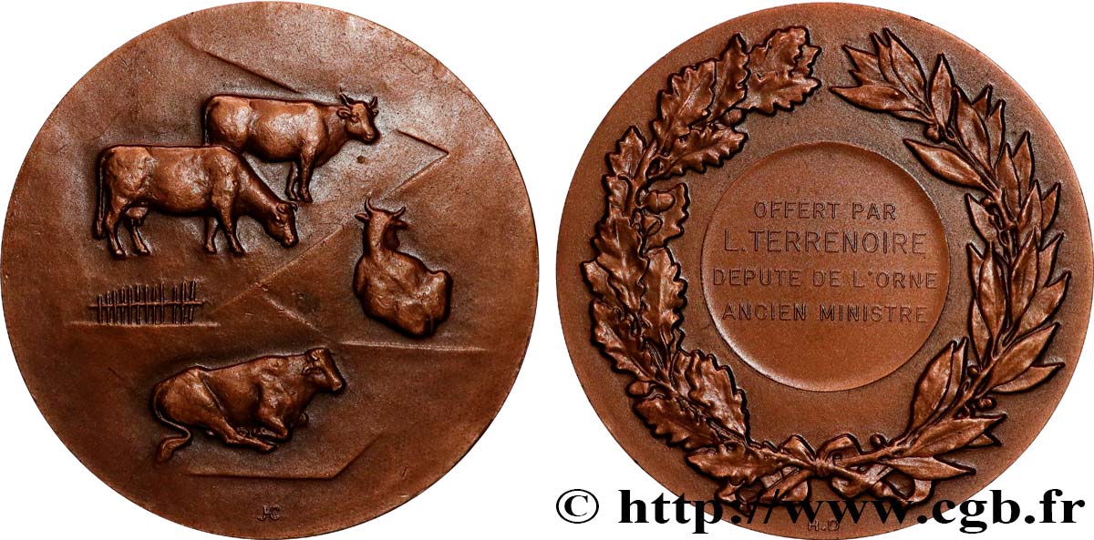 CINQUIÈME RÉPUBLIQUE Médaille, offerte par le député Louis Terrenoire TTB+/SUP
