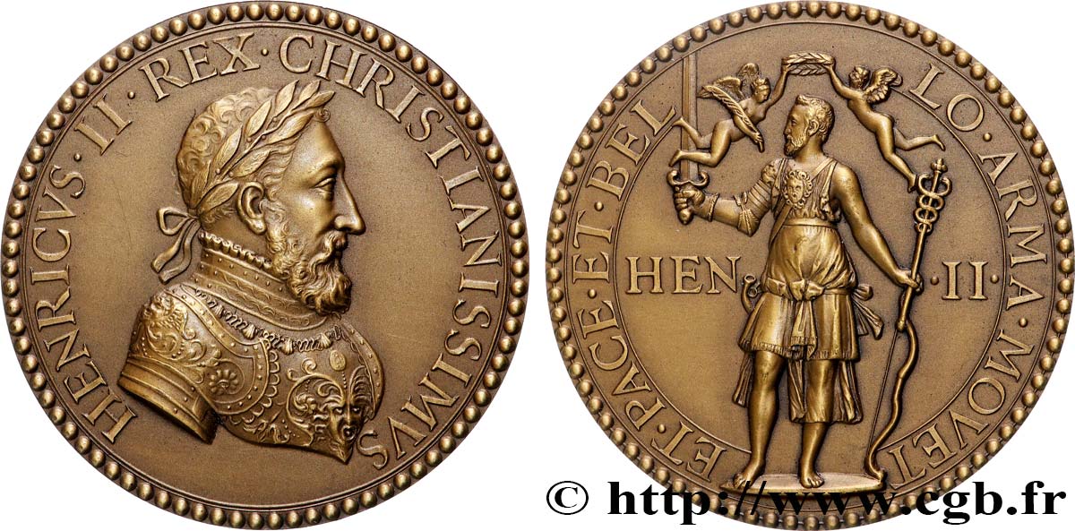 HENRY II Médaille, Victoires françaises contre le Saint Empire romain germanique, refrappe SPL