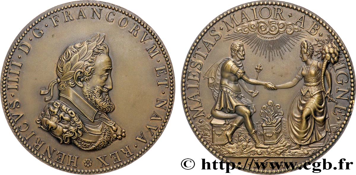 HENRY IV Médaille, Henri IV et Marie de Médicis, refrappe AU