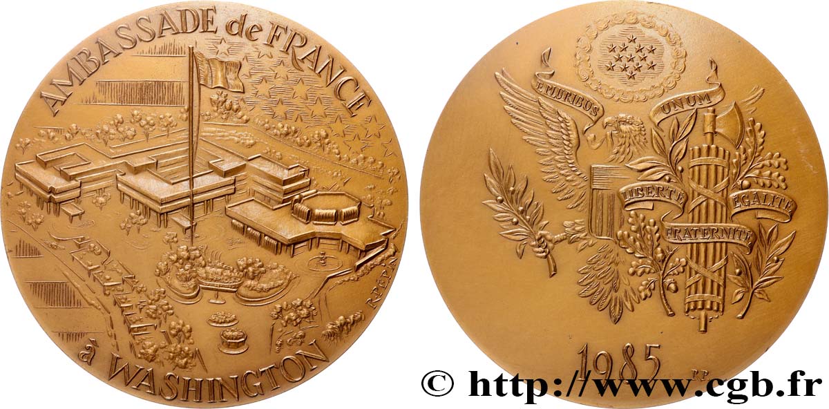 CINQUIÈME RÉPUBLIQUE Médaille, Ambassade de France à Washington  SUP