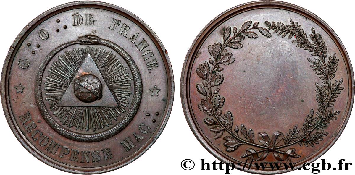 FRANC - MAÇONNERIE Médaille, Récompense du Grand Orient de France  TTB+