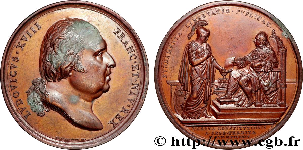 LUIS XVIII Médaille, Charte constitutionnelle MBC/MBC+