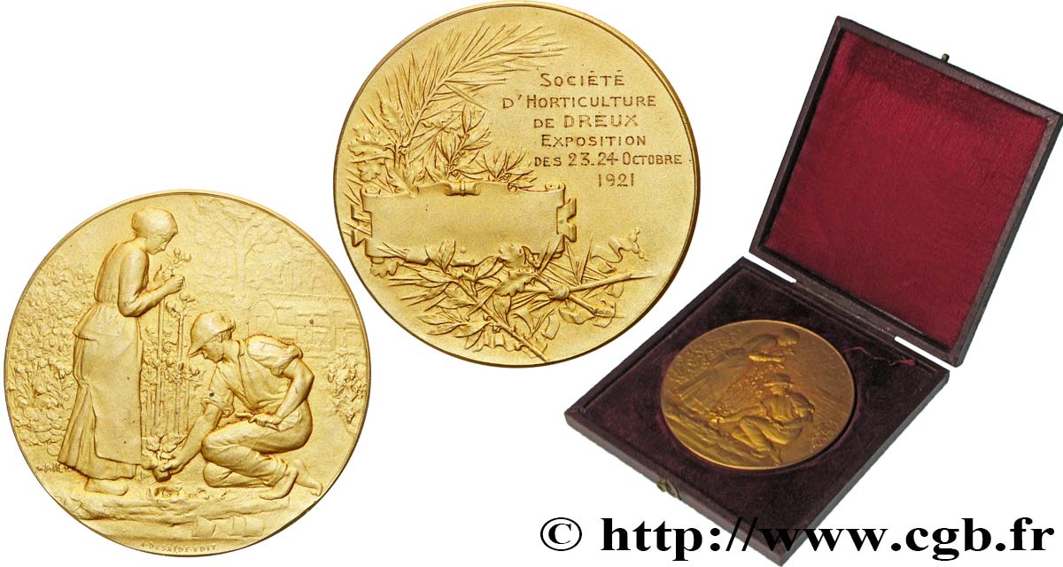 III REPUBLIC Médaille, Exposition de la société d’horticulture   AU