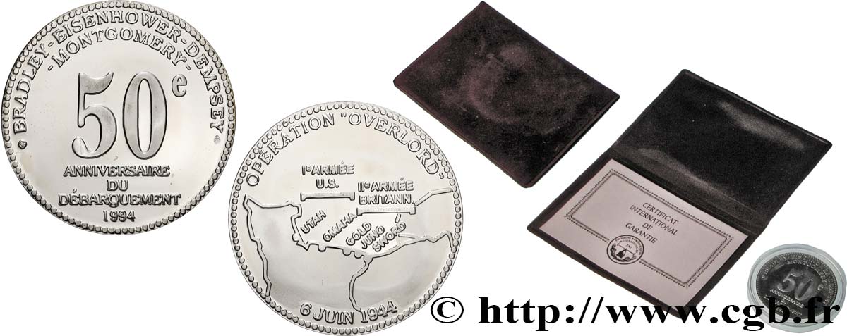 CINQUIÈME RÉPUBLIQUE Médaille, 50e anniversaire du débarquement BE