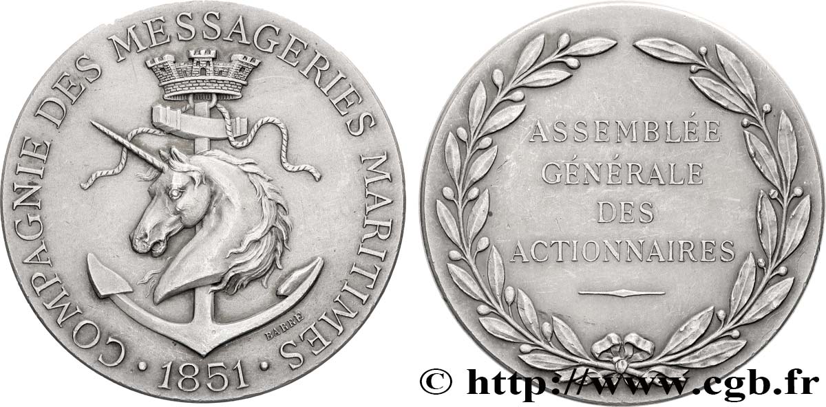 SECOND EMPIRE Médaille, Compagnie des messageries maritimes, Assemblée générale des actionnaires AU