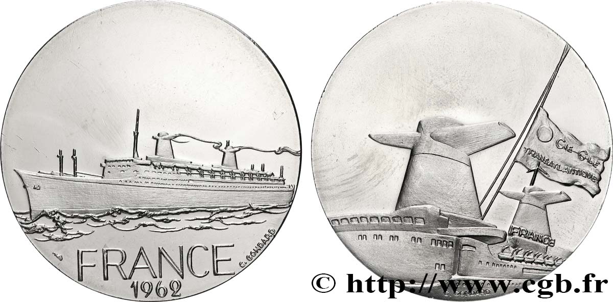 CINQUIÈME RÉPUBLIQUE Médaille, Paquebot France SUP