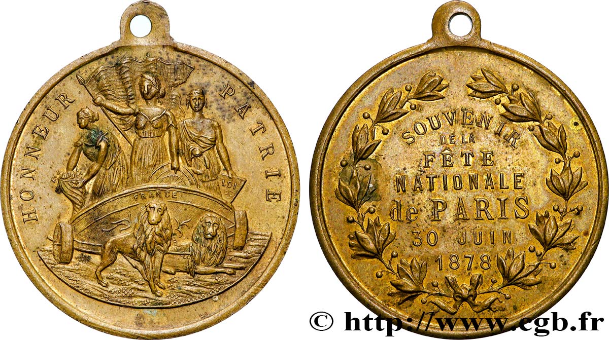 TROISIÈME RÉPUBLIQUE Médaille, Souvenir de la fête nationale TTB