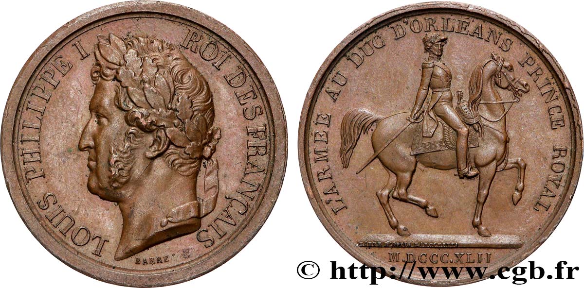 LOUIS-PHILIPPE Ier Médaille, L’armée au Duc d’Orléans, prince royal TTB+