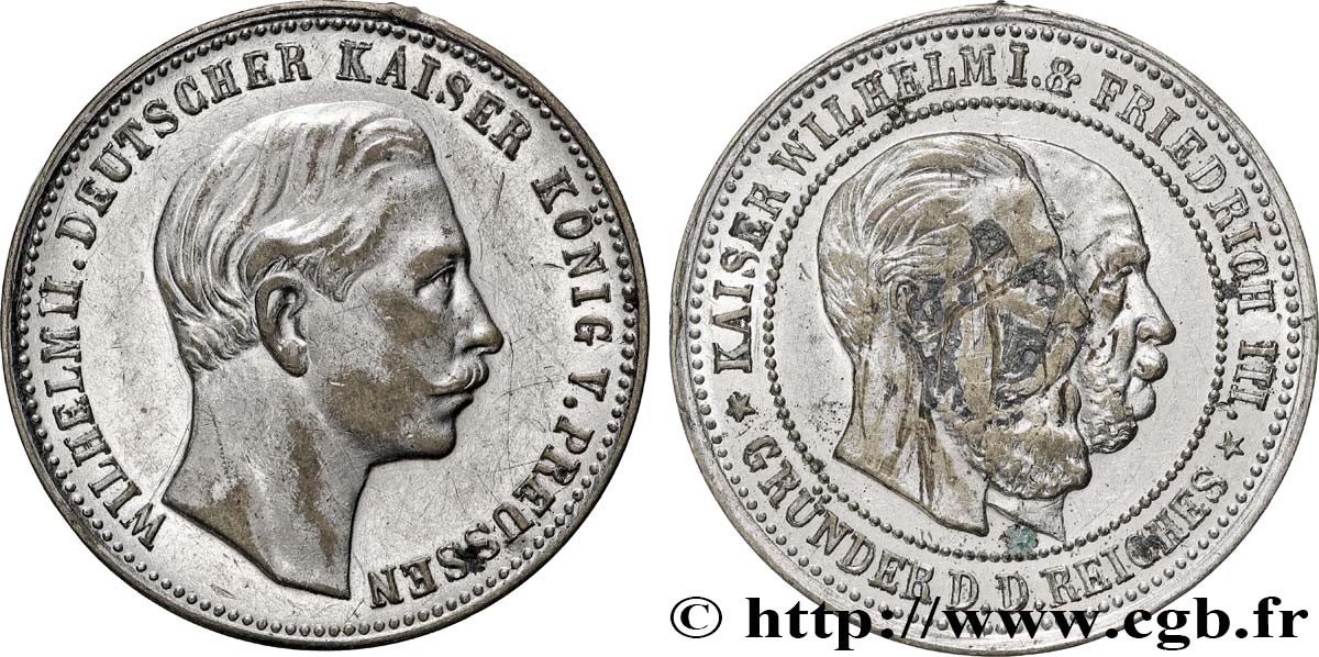 ALLEMAGNE - ROYAUME DE PRUSSE - GUILLAUME II Médaille, Commémoration de la création de l’empire et du royaume TTB