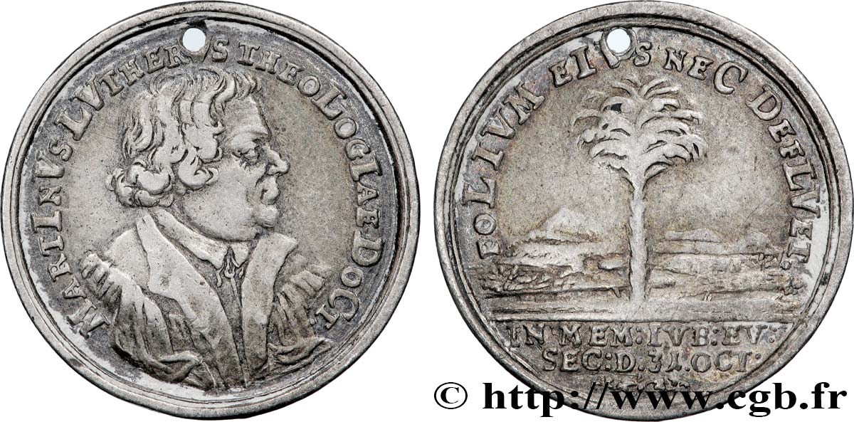 ALLEMAGNE - DUCHÉ DE BAVIÈRE - MAXIMILIEN II Médaille, Martin Luther, 200e anniversaire de la réformation protestante SS