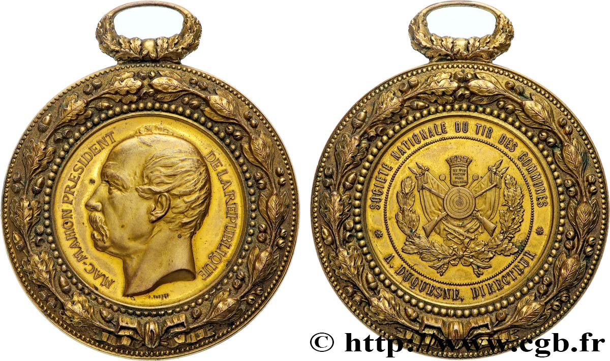 TROISIÈME RÉPUBLIQUE Médaille, Société nationale du tir des communes TTB+