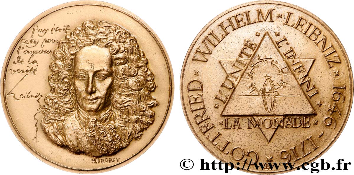 SCIENCES & SCIENTIFIQUES Médaille, Gottfried Wilhelm Leibniz SUP/TTB+