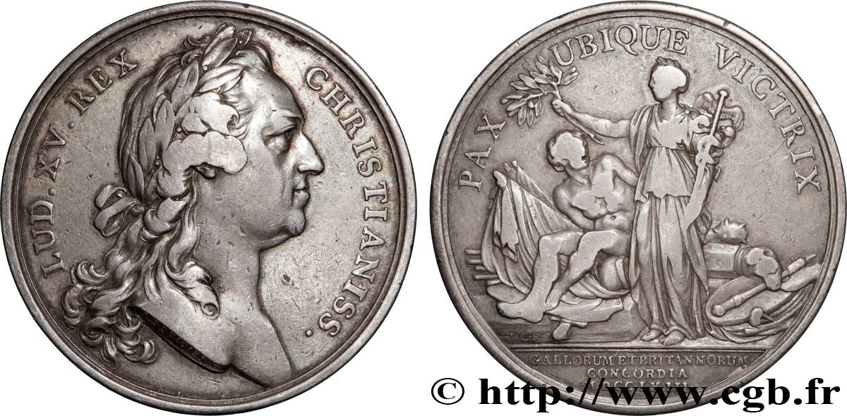 LOUIS XV DIT LE BIEN AIMÉ Médaille, Traité de Paix avec l’Angleterre TTB