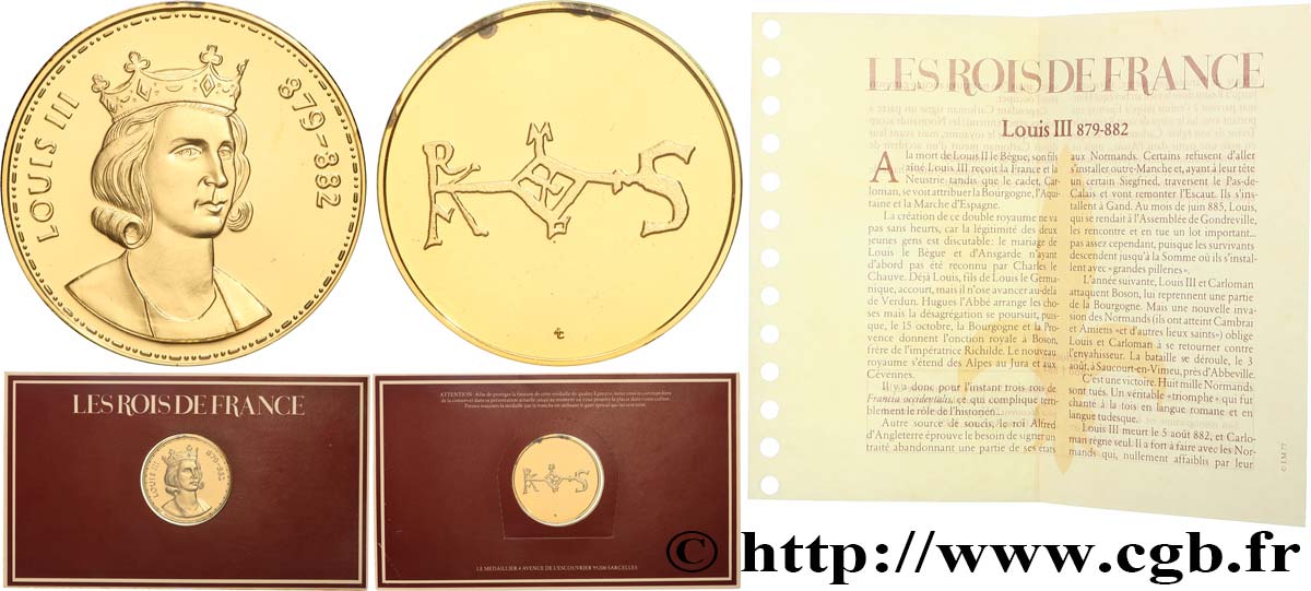 COLLECTION ROIS & REINES DE FRANCE Médaille, Louis III Polierte Platte