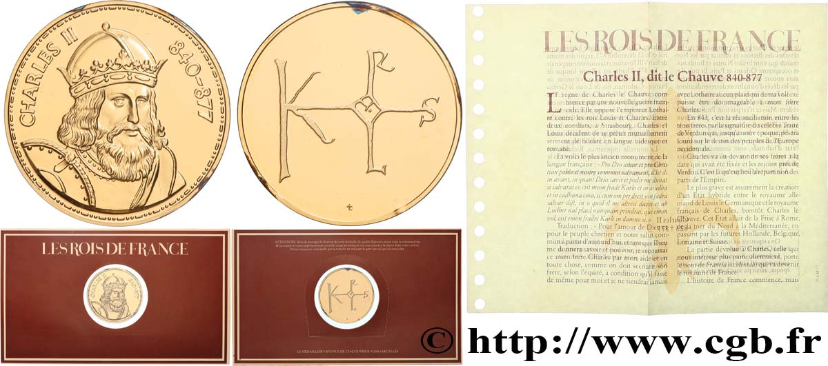 COLLECTION ROIS & REINES DE FRANCE Médaille, Charles II BE