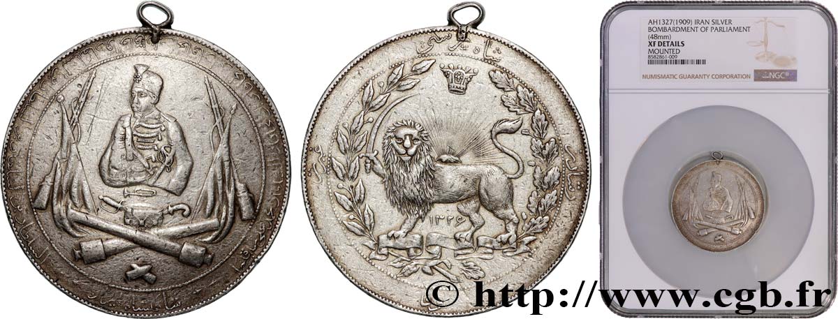 IRAN - MOHAMMAD ALI CHAH QADJAR Médaille, Bombardement du Parlement TTB