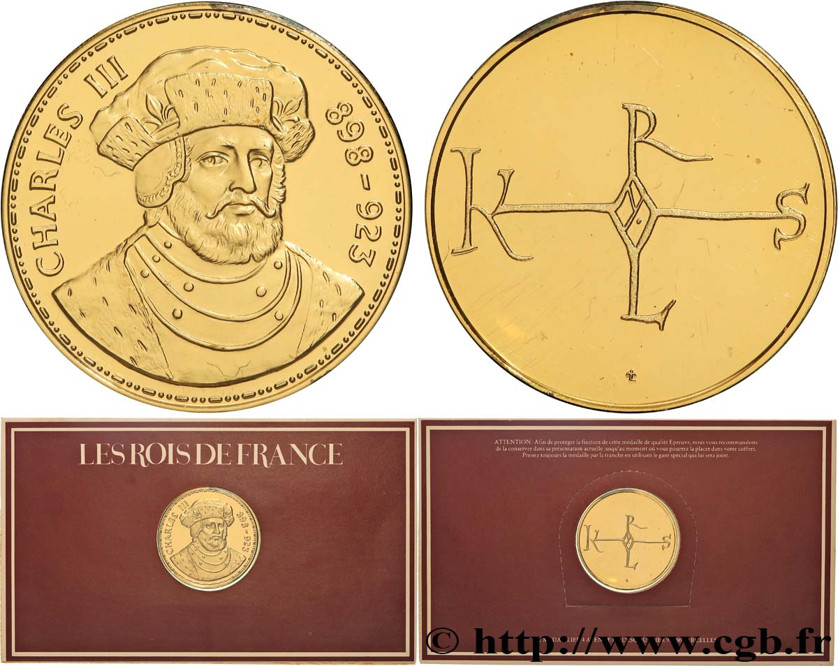 COLLECTION ROIS & REINES DE FRANCE Médaille, Charles III BE