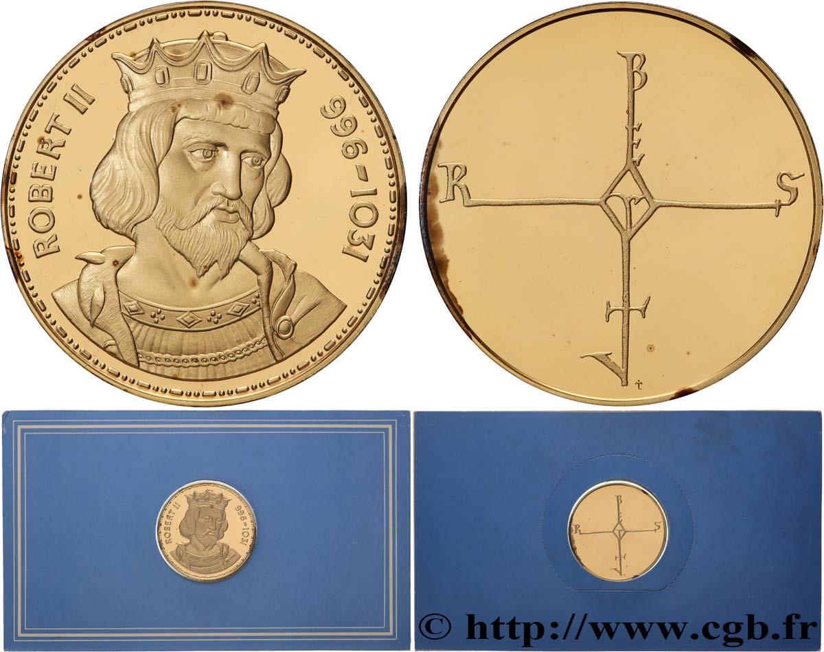 COLLECTION ROIS & REINES DE FRANCE Médaille, Robert II  BE