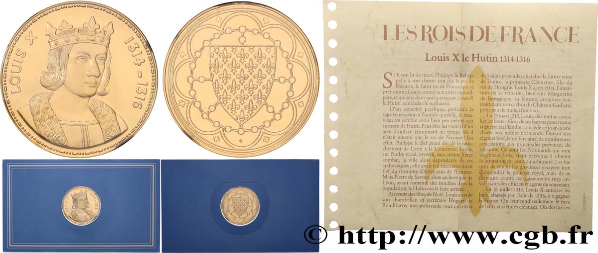 COLLECTION ROIS & REINES DE FRANCE Médaille, Louis X BE