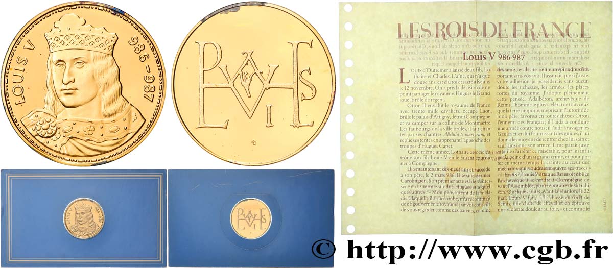 COLLECTION ROIS & REINES DE FRANCE Médaille, Louis V BE
