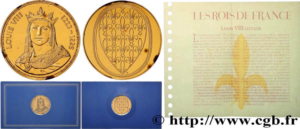 COLLECTION ROIS & REINES DE FRANCE Médaille, Louis VIII Polierte Platte