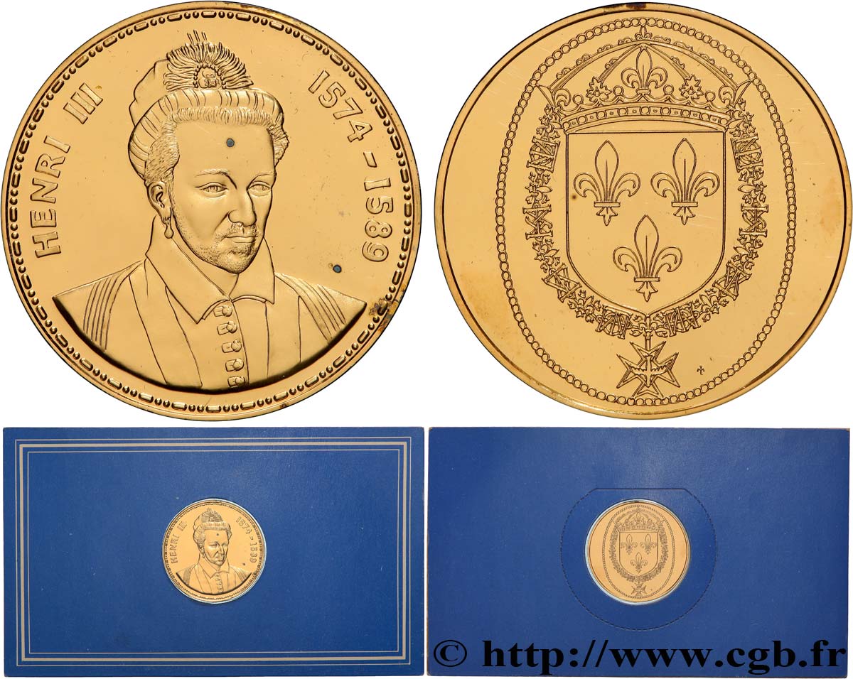 COLLECTION ROIS & REINES DE FRANCE Médaille, Henri III Polierte Platte