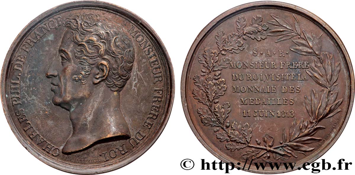 LOUIS XVIII Médaille, Visite du futur Charles X TTB