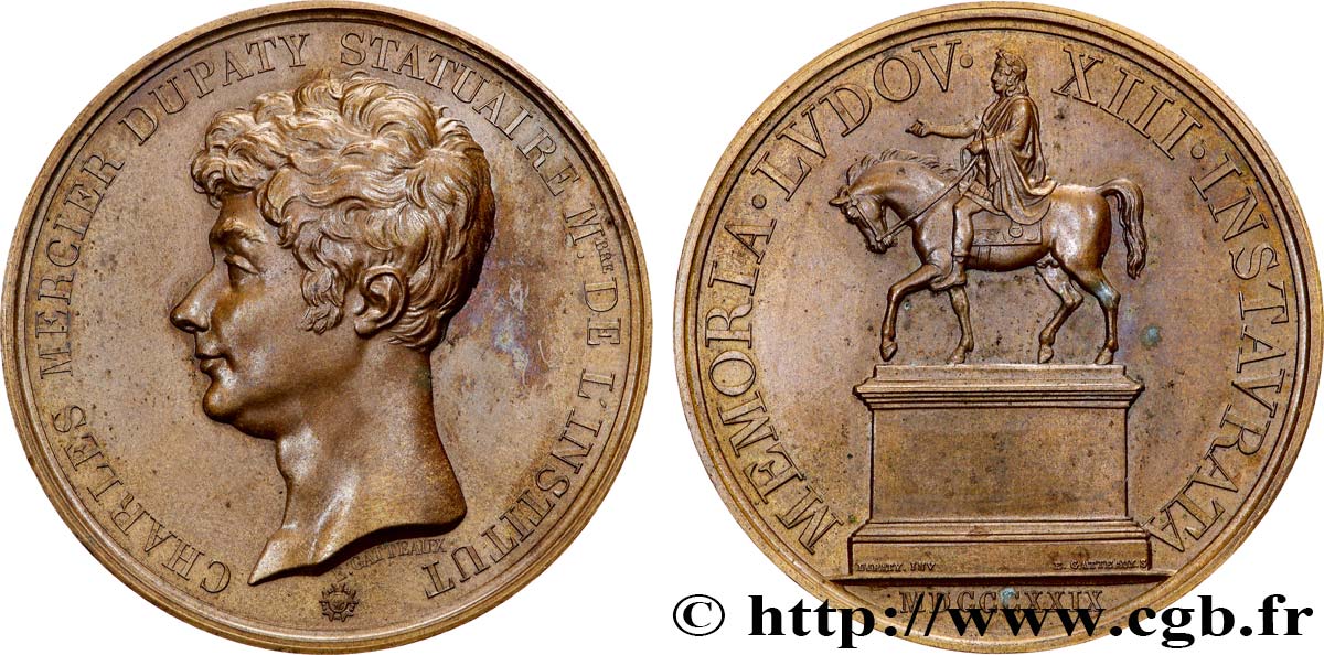 CHARLES X Médaille, Charles Mercier Dupaty, Statue équestre de la Place des Vosges AU