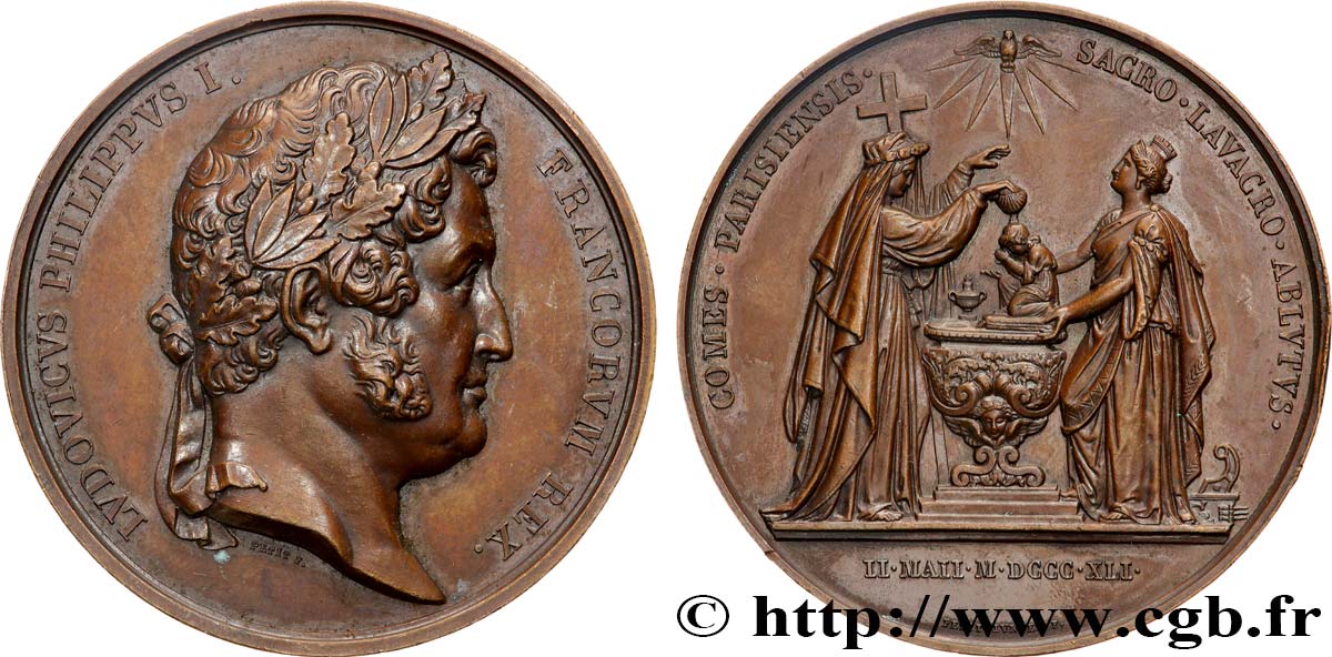LOUIS-PHILIPPE I Médaille, Baptême du Comte de Paris AU