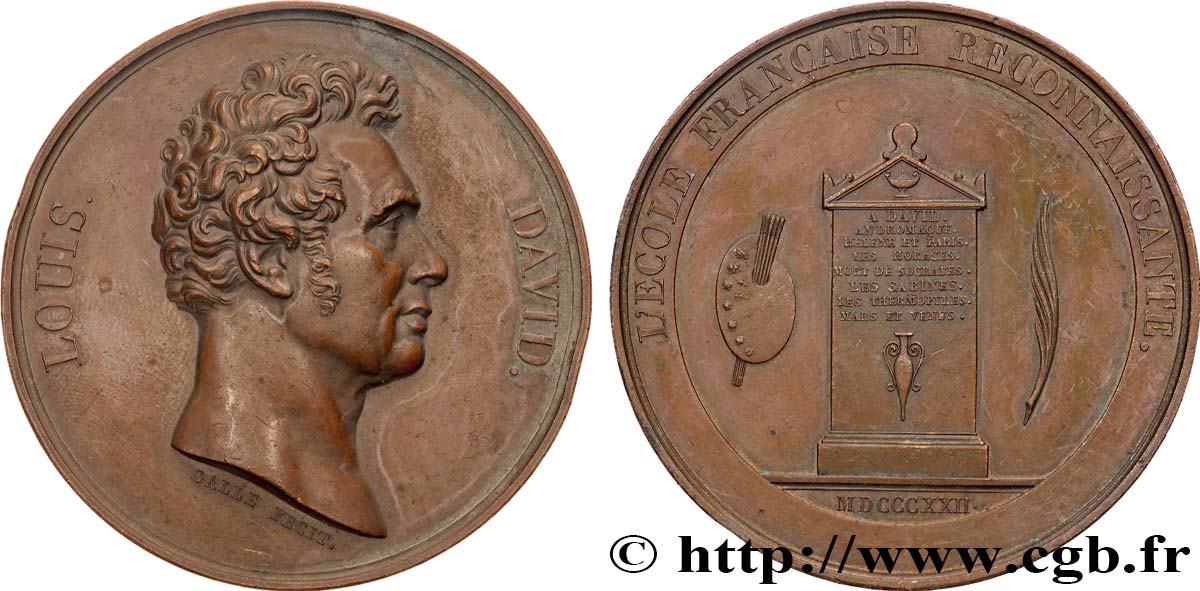 LOUIS XVIII Médaille, Louis David, L’école française reconnaissante TTB